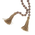 thumbnail image 6 of DecMode Handmade Round Long Frosted Beaded Pink Glass Garland with Tassel with Knotted Brown Jute, 6 of 11