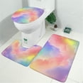 thumbnail image 2 of Pastel Rainbow Clouds Bathroom Rugs Sets 3 Piece,Toilet Cover Set,Absorbent Non Slip Bathroom Mats Sets with U-Shaped Contour Rug Toilet Rug Set, 2 of 5