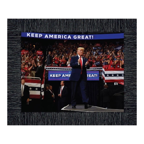 Donald Trump at a Republican Rally for the 2020 Campaign, “Keep America Great” in the Background, Framed Print of President, 11x14, 2130