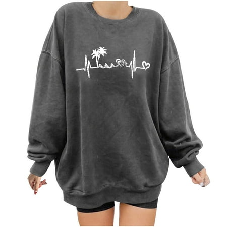 

Ichuanyi Womens Fall Tops Clearance Women Fish Print Casual Printing Long Sleeve Sweatshirt Pullover Tops Blouse
