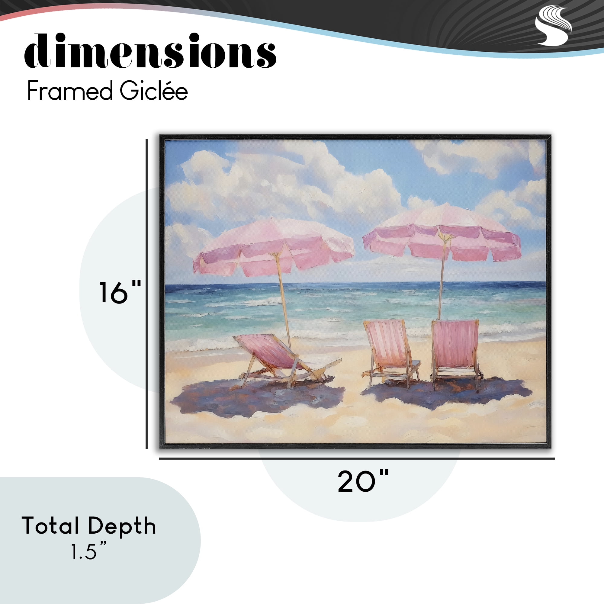 Stupell Industries Pink Summer Chairs by the Sea Black Framed Giclee Art, design by LSR Design Studio