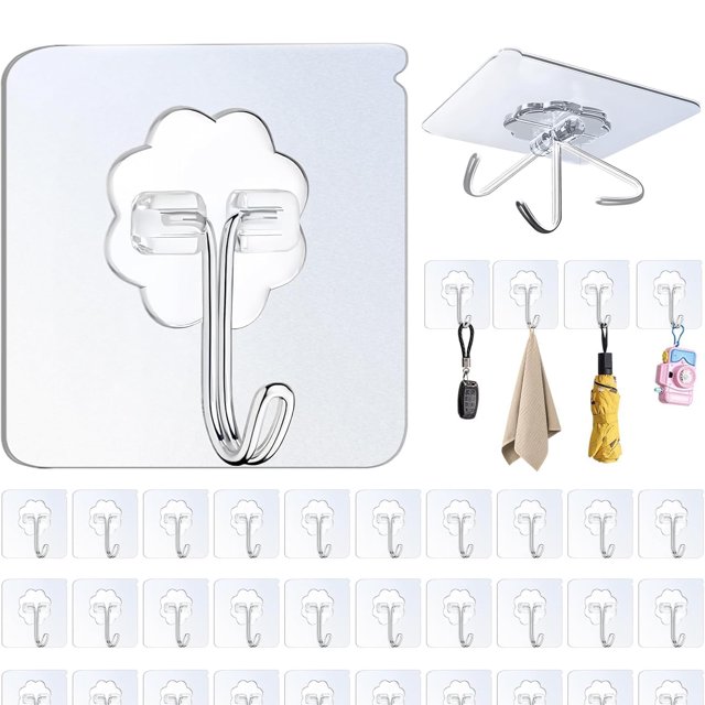 Ganchos Para Pared, Ganchos Adhesivos Transparentes, para Baño, Toallas, Ropa, Cortina, Cocina