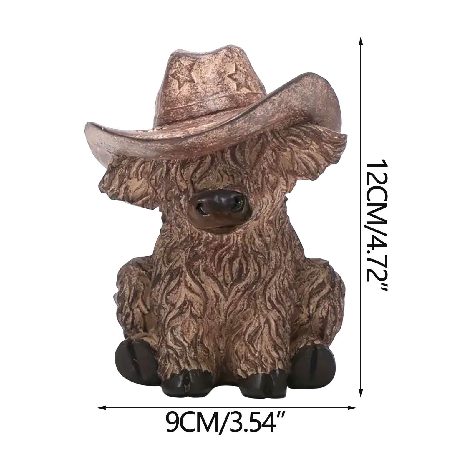 Cadorn Highland Cow Statue, Resin Farmhouse Decor, Rustic Animal Sculpture for Home & Garden