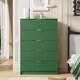 thumbnail image 6 of Green Dresser for Bedroom, Modern Dresser with 5 Drawers and Smooth Slides, Wide Chest of Drawers with Golden Handles for Bedroom, Living Room, Closet, 15.7" D x 31.5" W x 47.2" H, 6 of 14
