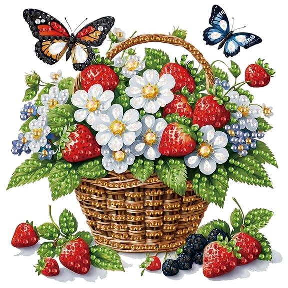 Diamond Painting Kit, Strawberry Basket Special Shape Creative Diamond Craft, for Home Decor and Gifts 6.69 x 6.69 in
