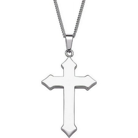 Polished Stainless Steel Cross Pendant, 20"
