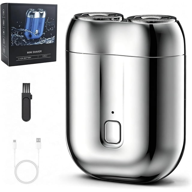 Mini afeitadora eléctrica de doble cabezal - Portátil, duración de batería de 60 minutos, ideal para viajes de negocios