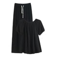 thumbnail image 3 of TaTaai Womens Two Piece Set Off Shoulder Short Sleeve Puff Sleeve Top with Drawstring Waist Straight Leg Pants Solid Soft Breathable Casual Outfit Gift, 3 of 6