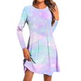 thumbnail image 2 of Jjayotai Womens Round Neck Long Sleeves A-line Casual Tshirt Dress, Tie Dye Swing Dresses Plus Size Multicolor-12 XL, 2 of 5