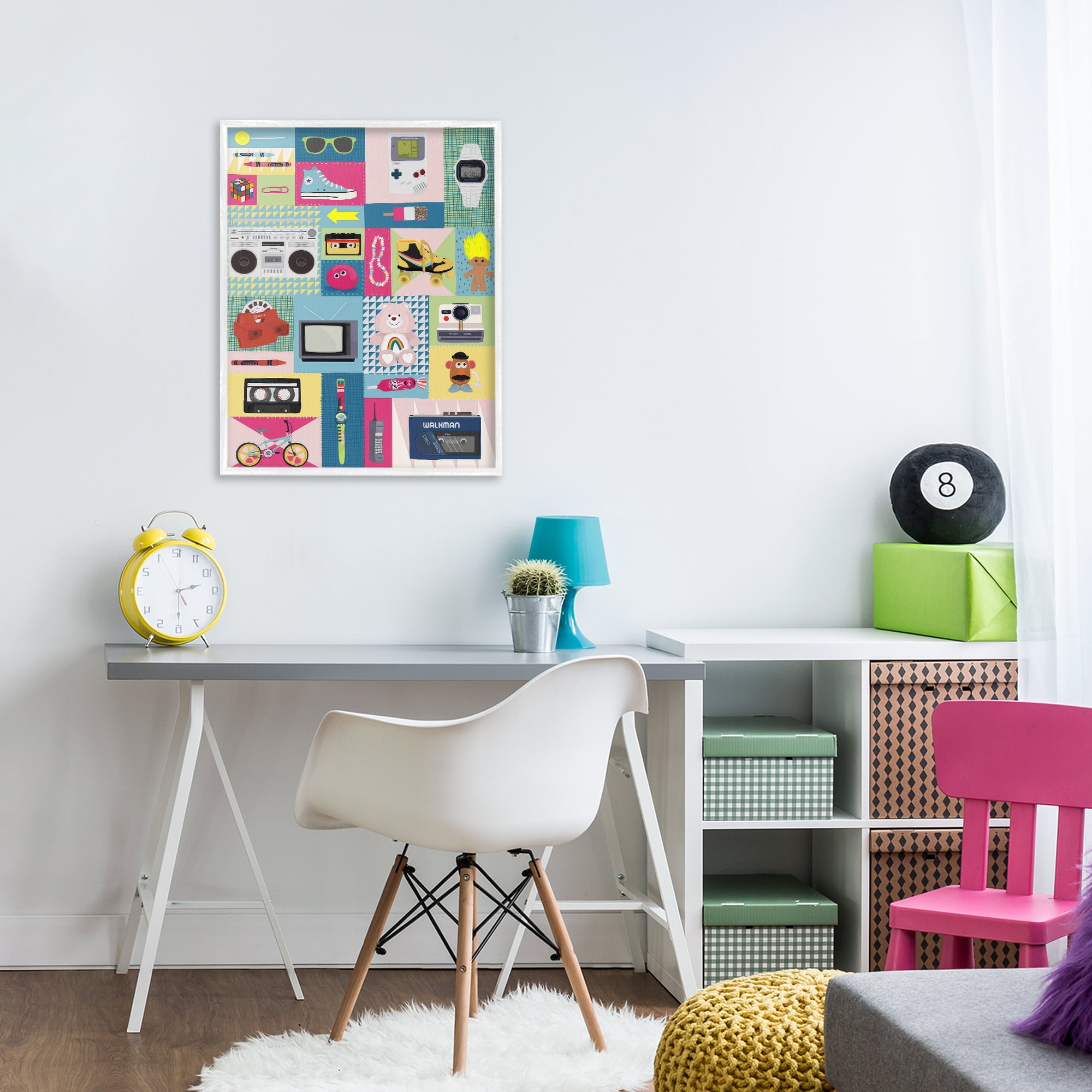 Stupell Industries Retro 80's Patchwork Collection White Framed Giclee Art, design by Hanna Melin