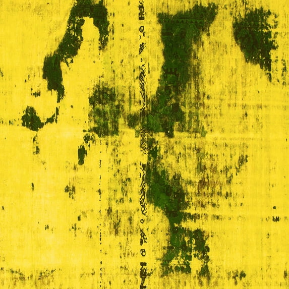 Ahgly Company Indoor Square Abstract Yellow Modern Area Rugs, 6' Square