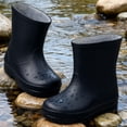 thumbnail image 4 of Boys Girls Solid Color Rain Boots Mid-Calf Soft Non-Slip Sole Waterproof Fashion Summer Shoes for Toddler Kids Children Black 17, 4 of 5