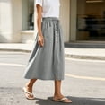thumbnail image 7 of Tdoqot Womens Cotton Linen Skirts with Pockets- A-Line Elastic Waist Summer Casual Drawstring Midi Skirt Gray Size M, 7 of 7