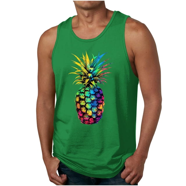 Casual Tops de Verano de la Moda de los Hombres sin Mangas Impreso Cuello Redondo, Camisa Ligera Y Cómoda para Diario