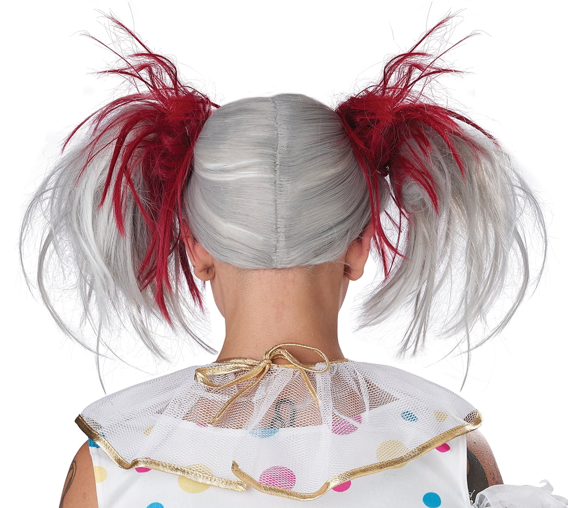 Glow in the Dark Punk Pigtails Wig (Red/Grey)