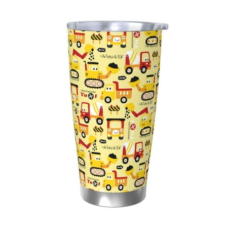 

Uemuo Funny Construction Vehicles Print Travel Coffee Mug 20oz Double-walled Car Cup Stainless Steel Insulated Tumbler Leak-proof Travel Cup Reusable Straw Car Cup-Without Straw