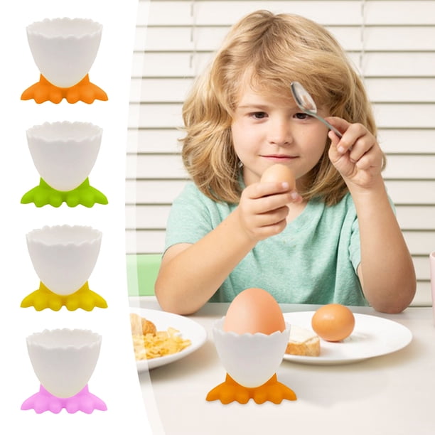 Bandeja de plástico para portavasos de huevo | Diseño de pollitos adorables, pie alto estable, vajilla duradera para el desayuno, accesorio versátil para cocina | Organizador amarillo de una sola