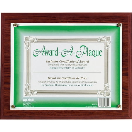 - Nu-Dell, NUD18813M, Woodgrain Award-A-Plaque, 1 Each, Mahogany