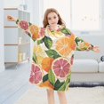thumbnail image 5 of FORMRS Wearable Blanket Hoodie with Sleeves for Kids Cozy Flannel Sweatshirt, Citrus Leaves, 5 of 7