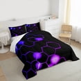 thumbnail image 3 of Homewish Geometric Honeycomb 3 Pieces Queen Comforter Set for Teens Boys Girls,Abstract Gradient Hexagon Ultra Soft Bedding Sets,Purple Blue Bedding Comforter Set Breathable,Lightweight Room Decor, 3 of 8