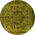 thumbnail image 1 of Ahgly Company Indoor Round Oriental Yellow Industrial Area Rugs, 5' Round, 1 of 4