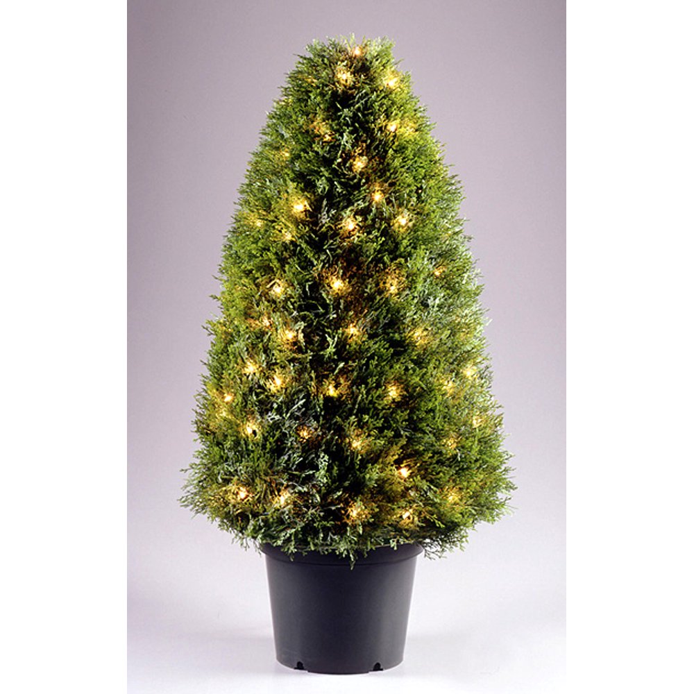 National Tree 36" Prelit Upright Juniper Potted Artificial Tree Clear