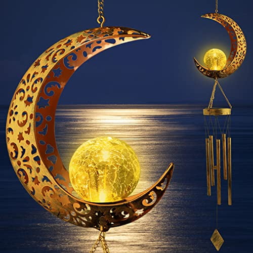 Solar Moon Wind Chimes for Outside Unique Birthday Gifts for Women Mom Grandma