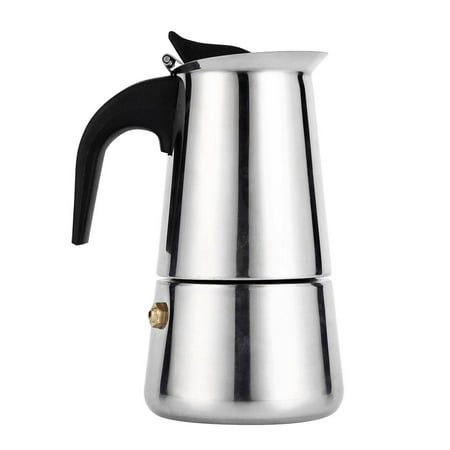 Stainless Steel Moka Pot, Estink 100mL Percolator Moka Pot Espresso Coffee Maker Stove for Home Office (Best Stainless Steel Moka Pot)