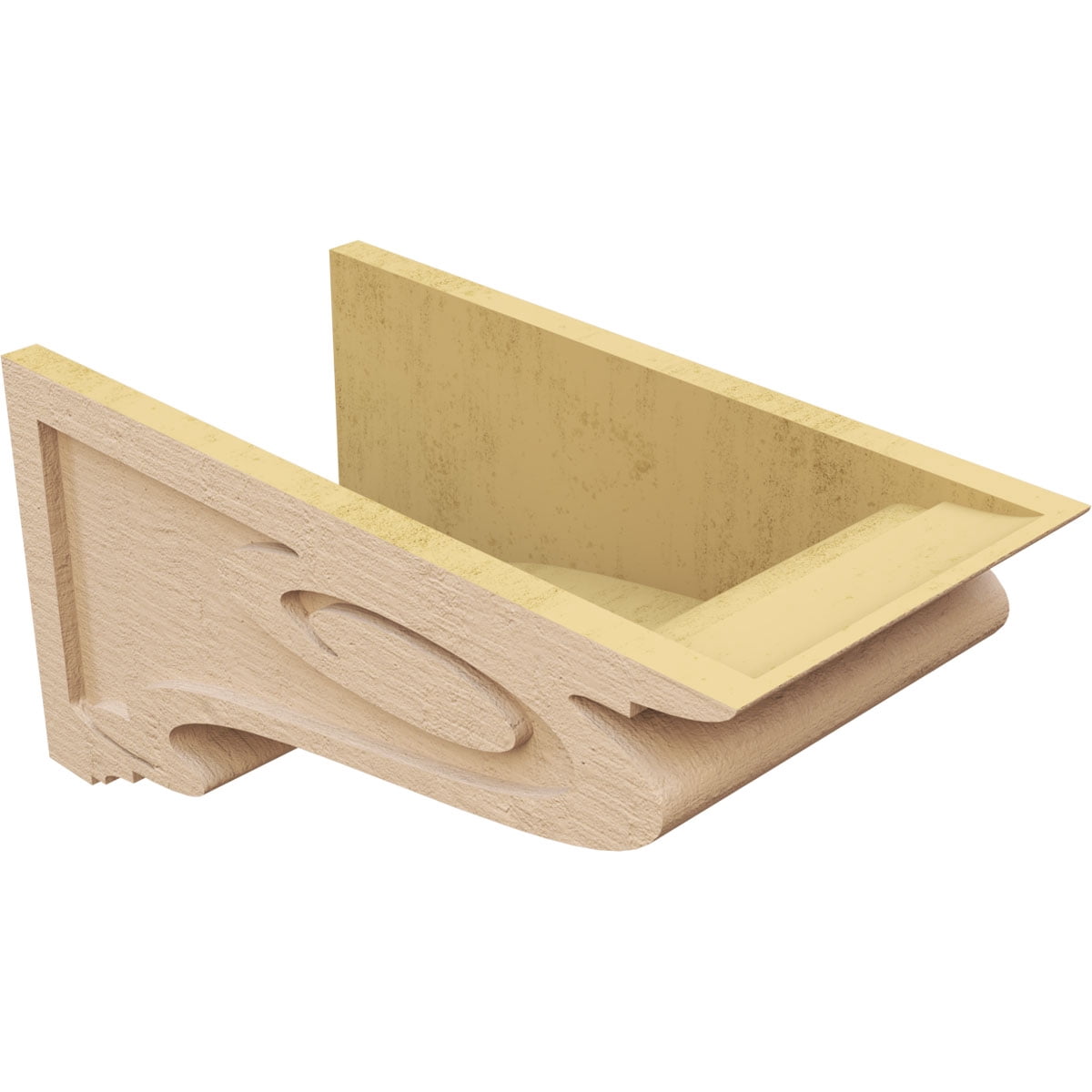 11"W x 22"D x 11"H Wide Scroll Rough Cedar Woodgrain TimberThane Corbel, Primed Tan