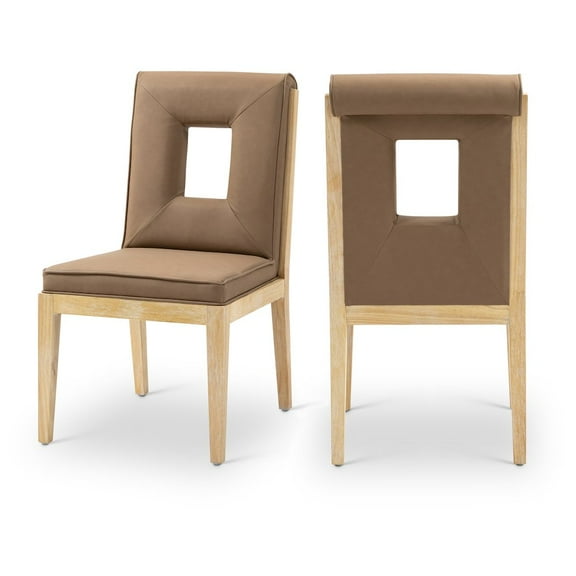 Meridian Furniture Gwendolyn Brown Vegan Leather Dining Side Chair (Set of 2)