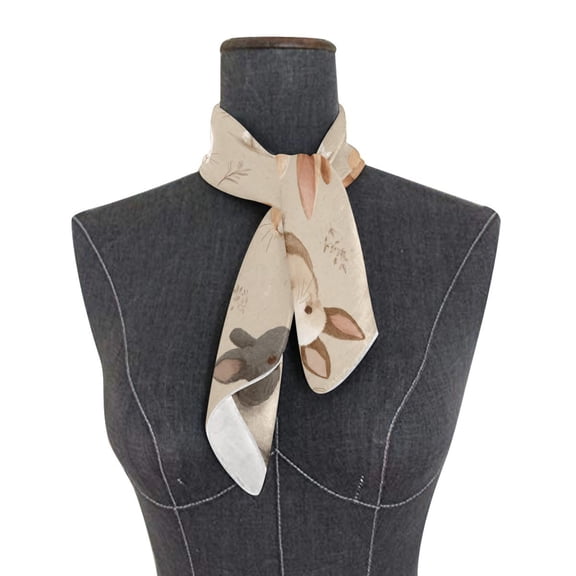 Square Scarf 24x24 Inch Vintage Hare Patch Silky Satin Sun Protection Neck Scarf for Women Multi-Purpose Head Wrap Bandana for Hair Bag Decoration