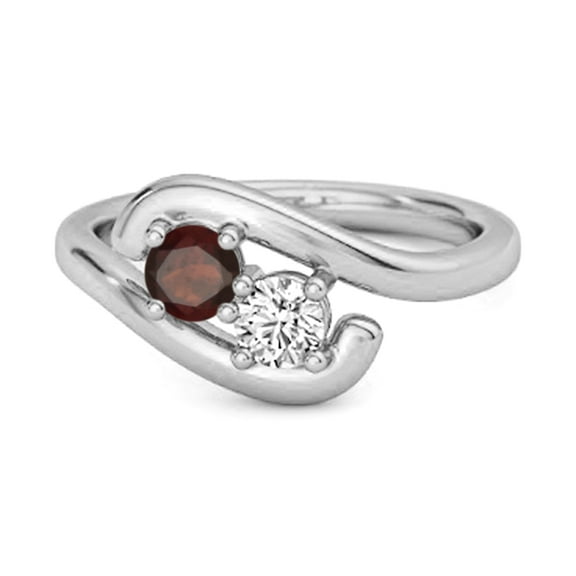 0.5 Ct Garnet 925 Sterling Silver Two Stone Swirl Engagement Women Mother's Day Gift Ring