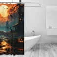 thumbnail image 2 of Halloween Shower Curtain, Halloween Sunset Pumpkin Halloween Decor Shower Curtain, Halloween Decorations Bathroom Curtain with 9 Buttonholes, Ruffle Shower Curtain 60x72in, 2 of 6