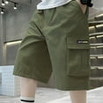 thumbnail image 5 of Cethrio Boys Cargo Shorts , Cotton Elastic Waist Loose Athletic Summer Shorts Army Green Size 13-15 T, 5 of 5