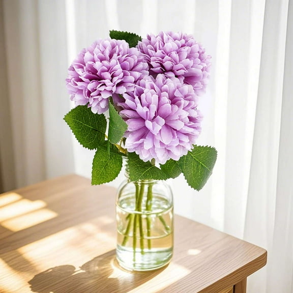 Spencer 12Pcs Artificial Flowers Fake Chrysanthemum Silk Ball Flower for Indoor Use Home Decor Floral Arrangement Table Centerpiece (Purple)