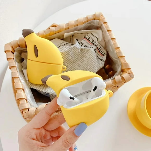 Banana Earphone Case Silicone Drop-proof Wireless Bluetooth Headphone Protective Case Cover For AirPods Generation 1/2/3/Pro
