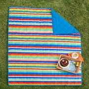 Mainstays Lawn Blanket Strip Print/blue Solid