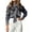 Black, variant on Long Sleeve Women Plaid Print Casual Blouse with Bow Tied Lady Work Office Button Blouse
