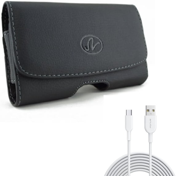 6ft USB-C Cable w Case Belt Clip for Samsung Galaxy S22 Plus,S21,S21 Plus,S21 S20 Plus,S20 Fan Edition,Fan FE 5G - Type-C Fast Charger Cord, Leather Swivel Holster