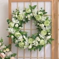 thumbnail image 3 of Corona de flores de peonía artificial, corona floral para decoración de interiores, adorno blanco Blanco Verde1, 3 of 9