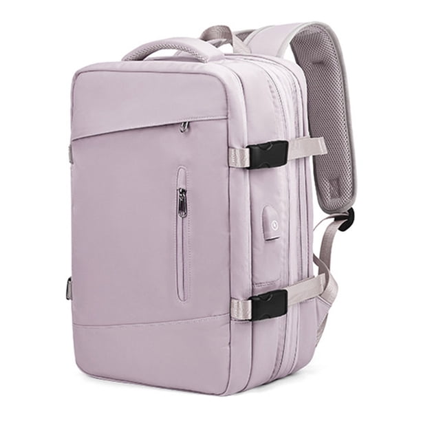 Mochila de transporte unisex con puerto USB para computadora portátil para hombres y mujeres (rosa)