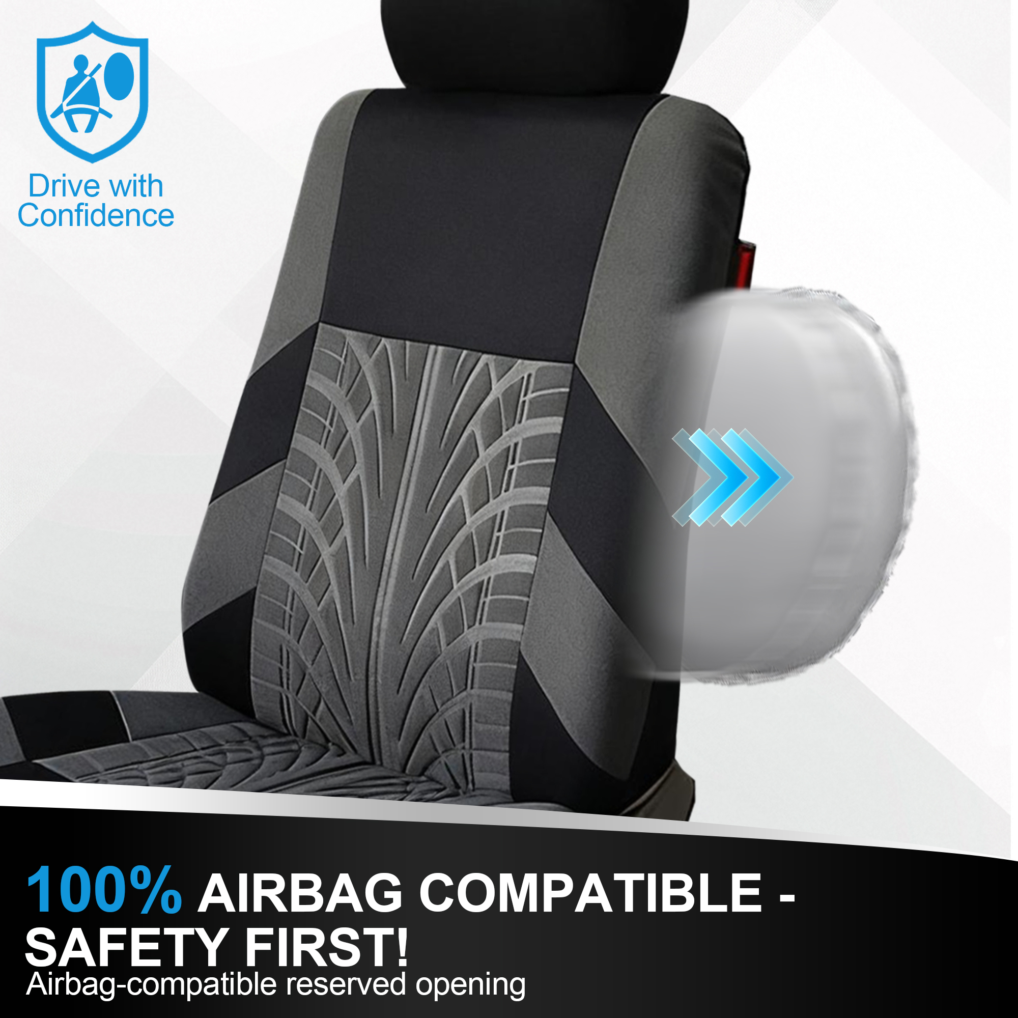 FLORAY 9-Piece Universal Car Seat Covers, Gray, Airbag Safe photo 5