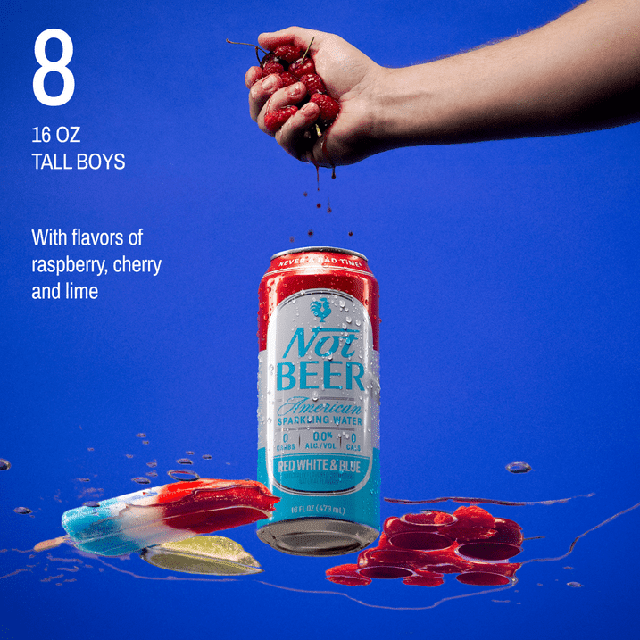 (Pack Of 3) Not Beer Water Sparkling Red White Blue 8 Pack 128 Fo