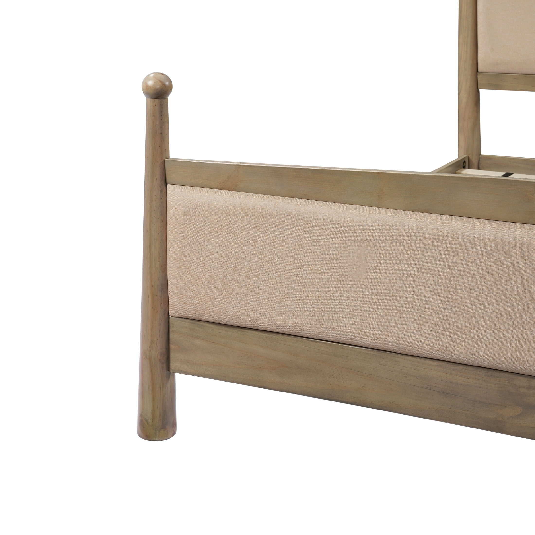 Christopher Knight Home Farmhouse Queen Platform Bed Frame with Upholstered Headboard, Antique Oak