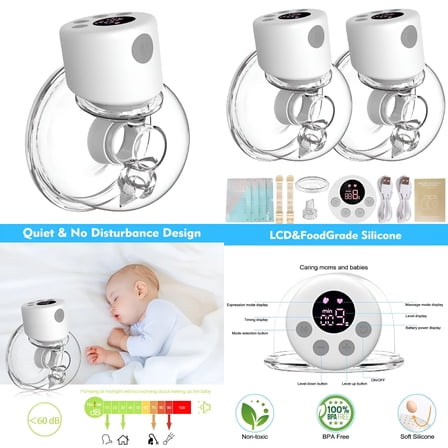 XIRQI Upgraded Hand Free Breast Pump Wireless Wearable Breast Pump Low Noise & Painless Massage Function