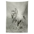thumbnail image 2 of Horses Outdoor Tablecloth, Running Horses Symbolizing Passion for Freedom Spiritual Creatures Photo Print, Decorative Washable Fabric Picnic Tablecloth, 58 X 104 Inches, Black and White, by Ambesonne, 2 of 2