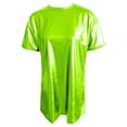 thumbnail image 6 of Helii Womens T Shirts Crew Neck Short Sleeve Shiny Metallic Casual Tops Oversized Solid Color Blouses Summer 80s Disco Party Club Y2k Outfit S-XL Green, 6 of 8