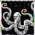 thumbnail image 1 of Stylish Black Shower Curtain with Whimsical Octopus Design & Christmas Theme, 1 of 4