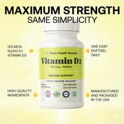 Basic Health Brands Happy Sunshine Vitamin D3, 5000 IU, Supports Bone & Immune Health, Dietary Supplement - 240 Count