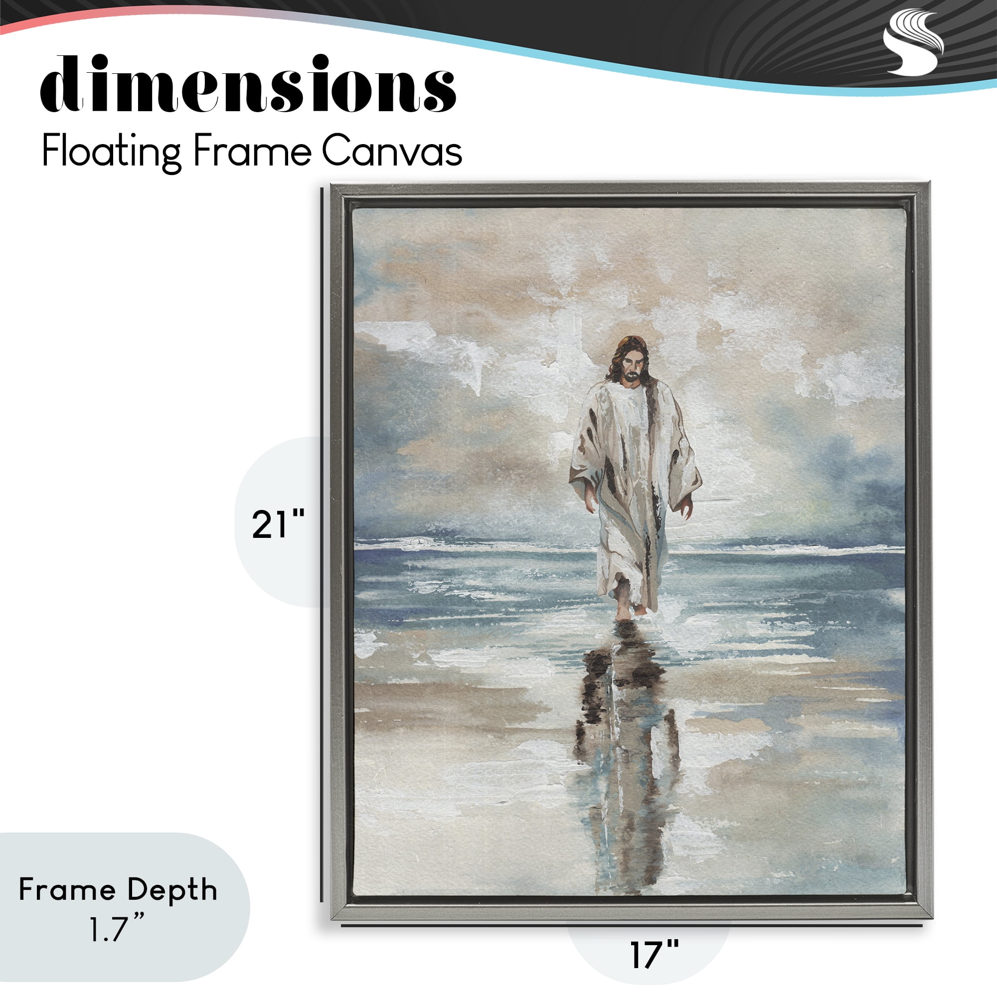 Stupell Industries Jesus on Water Gray Framed Floater Canvas Wall Art, design by Elizabeth Medley